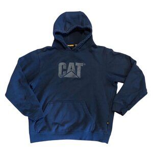 CAT Caterpillar Hoodie Navy Cotton Blue w/ Gray Logo Sweatshirt Workwear